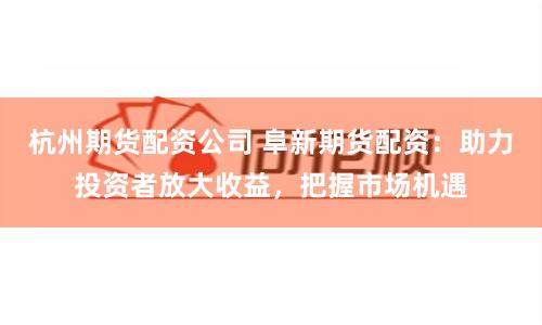 杭州期货配资公司 阜新期货配资：助力投资者放大收益，把握市场机遇
